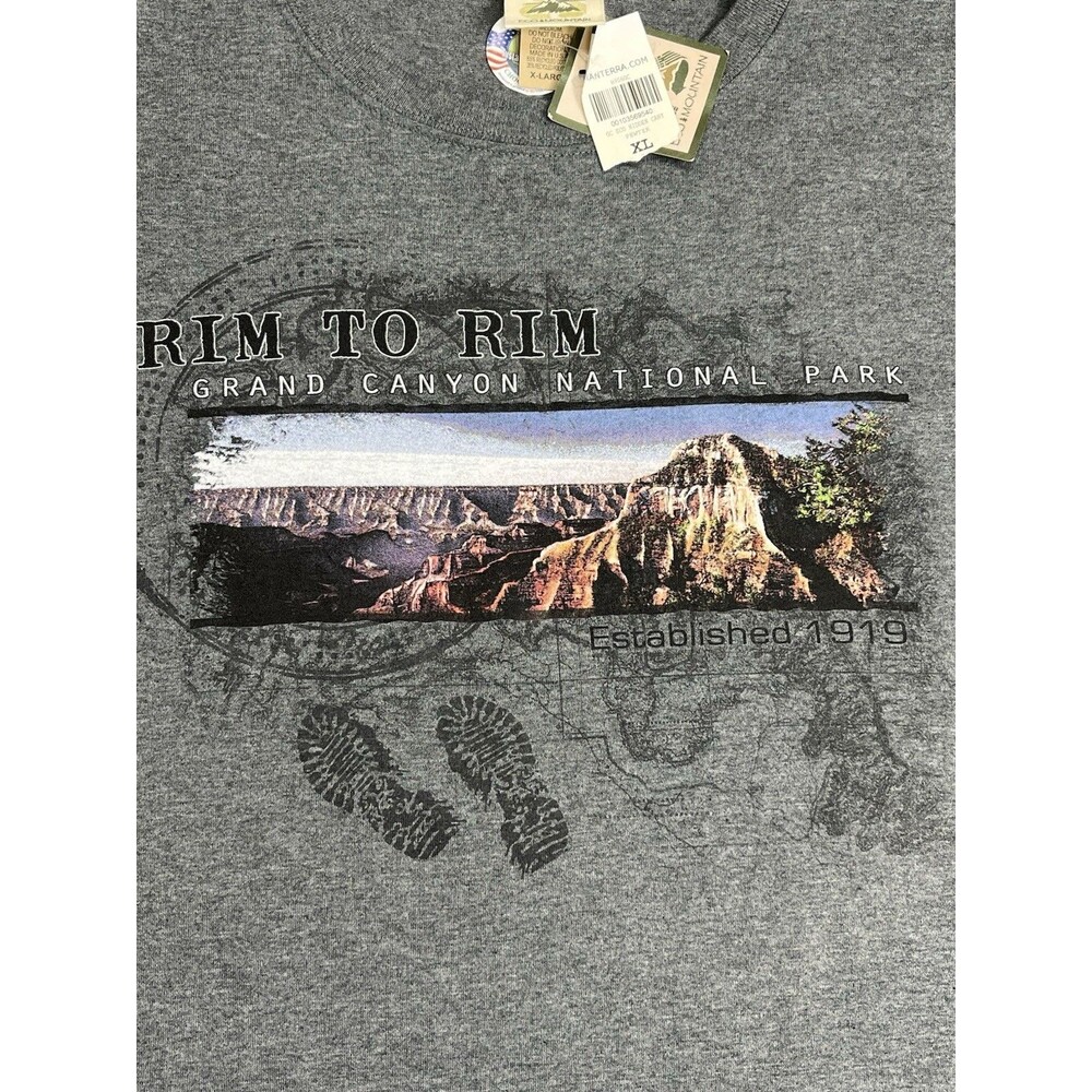Brand New NWT MENs Grand Canyon Rim To Rim Tshirt Size X-Large Gray